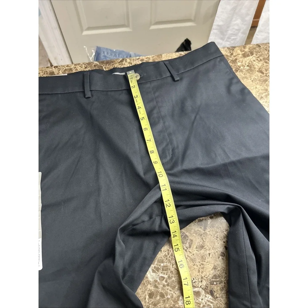 Falls Creek No Iron Khaki Pants 36x32 Mens Black Flat Front Classic Stretch